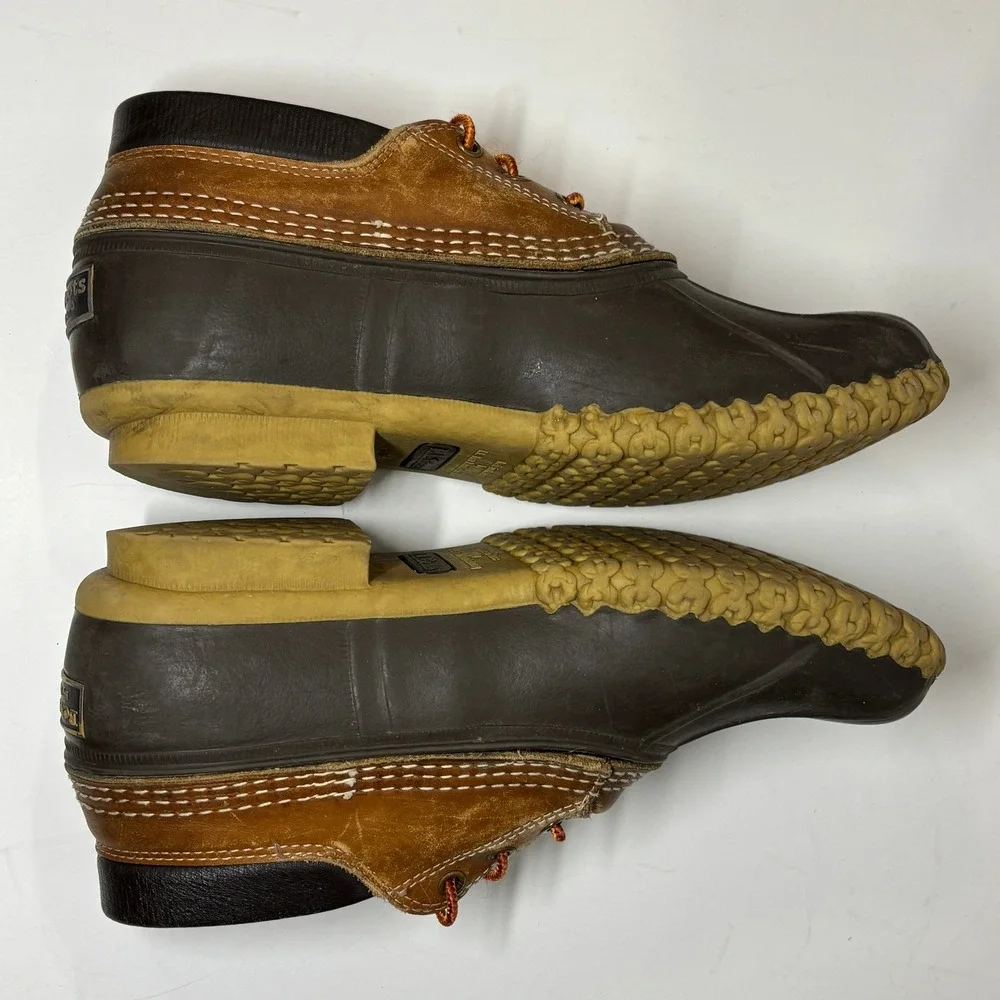 LL Bean Gum Shoes Men 9 Brown Shearling Lined‎ Duck Boots Maine Made